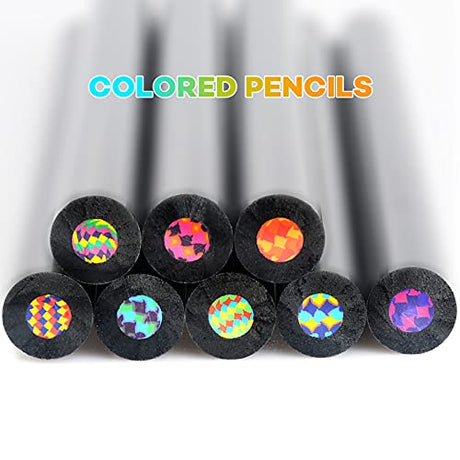 nsxsu 8 Pieces Rainbow Pencils, Jumbo Colored Pencils for Adults, Multicolored Pencils Art Supplies for Drawing, Coloring, Sketching, Pre-sharpened nsxsu