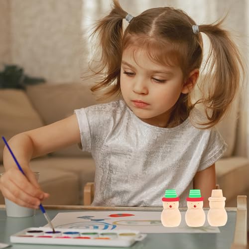 ifundom 20Pcs Wood Peg Dolls Unfinished Snowman Wooden People Unpainted Blank Wooden Peg Dolls Figures for DIY Crafts ifundom