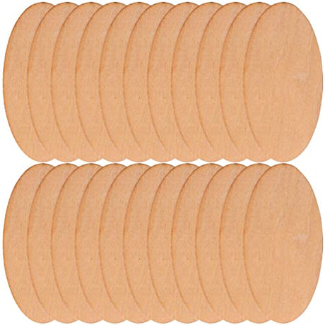 COHEALI 50pcs Wood Round Cutouts Unfinished Oval Wood Shapes Pieces Wood Discs Slices Oval Wood Embellishments for DIY Craft Wedding Christmas Decor COHEALI