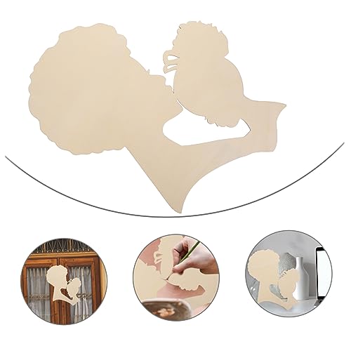 COHEALI Mother's Day Wood Chips Unfinished Wood African Women Wood Cutout Wooden Birch Plywood Discs Home Ornament Head Cutout Girls Crafts Head Mold COHEALI