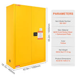 VEVOR Safety 45 Gal, Cold-Rolled Steel Flammable Liquid Storage Cabinet, 42.9 x 18.1 x 65.2 in Explosion Proof with 2 Adjustable Shelves 2 Manual VEVOR