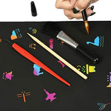 YOTINO 14 Pcs Scratch Art Tools Set, Scratch Sketch Art Painting with Bamboo Sticks Scraper Scratch Pen, Black Brush, Engraving Art Set for Adult YOTINO