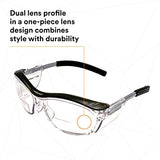 3M Safety Glasses with Readers, Nuvo Protective Eyewear, +1.5 Diopter, ANSI Z87, Clear Lens, Retro Gray Frame, Soft Nose Bridge, Side Shields 3M