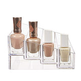 STORi Clear Plastic Multi-Level Vanity Organizer | Rectangular 4-Tier Holder for Makeup, Eyeshadow Palettes, & up to 40 Nail Polish Bottles | Made in STORi