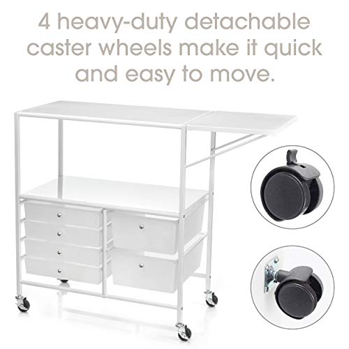 Essex Drawers & Rolling Storage Cart with Tray by Recollections, White Recollections