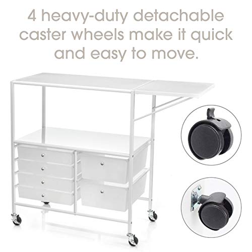Essex Drawers & Rolling Storage Cart with Tray by Recollections, White