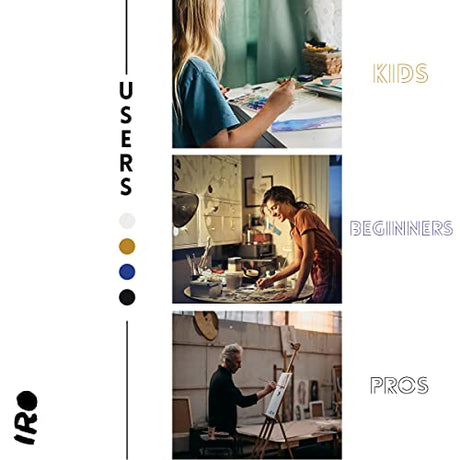 IRO Artist Paint Brush Set of 15 Professional Flat Paint Brushes for Acrylic Painting and Oil Paints. Round Watercolor Paint Brushes and Gouache. IRO