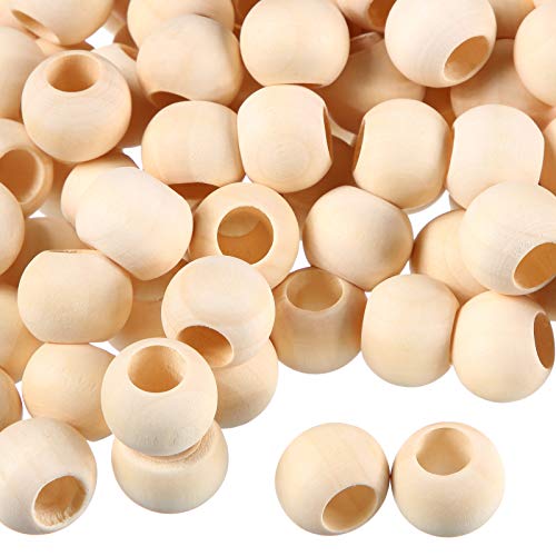 200 Pieces Large Hole Wooden Beads for Macrame Natural Round Wood Loose Beads Unfinished Wood Spacer Beads for Bracelet Pendants Crafts DIY Jewelry - WoodArtSupply