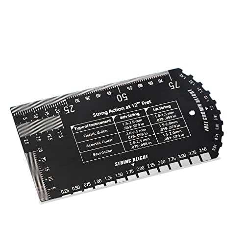 NEW Guitar Ruler String Action Ruler Gauge Tool, Fret Rocker Luthier Tool Guitarist Gift, Guitar Set Up Tool Kit for Electric Bass Acoustic Guitar Bavane