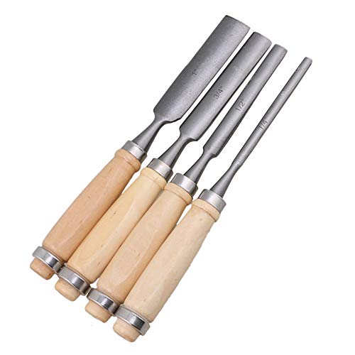 CNBTR Carbon Steel Carving Firmer Gouge Semicircle Wood Chisel Set DIY Woodworking Handle Carpentry Tools Pack of 4 CNBTR