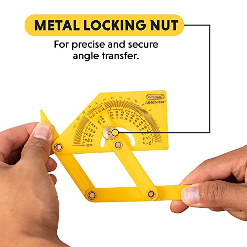 General Tools 29 Plastic Protractor and Angle Finder, Outside, Inside, Sloped Angles, 0° to 180° , Yellow General Tools