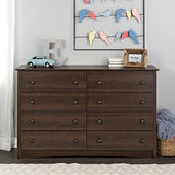 Prepac Fremont 8 Drawer Double Dresser for Bedroom, 15.75" D x 59" W x 36.25" H, Espresso Prepac