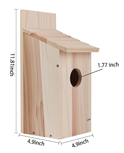 Oceek Cedar Blue Bird Box House Wood Bird House Bluebird Box House Cedar Wren and Chickadee Wren Home Outdoor Hanging Wood Birdhouse No Assembly