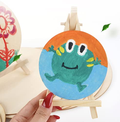 60 Pack 4 Inch Wood Circles for Crafts Unfinished Wood Rounds Wooden Cutouts for Crafts, Wooden Circles for Kids Painting, Wood Burning Blank Wood Phinicco