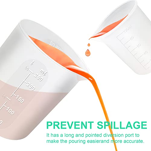7 pcs Silicone Measuring Cups Kits, 1 pc 250ml Silicone Cups, 4 pcs 100ml Non-Stick Mixing Cups, 2 pcs 10ml Silicone Mold Cup Dispenser, for Casting Sjubaopen
