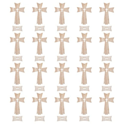 PRETYZOOM 60 pcs Holiday Decorations Wood Jesus Cross Wood Crosses for Crafts Unfinished Cutout Remembrance Ornament Tabletop Cross Holy Cross Table - WoodArtSupply