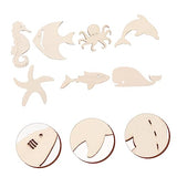 Anneome 28pcs Doodle Marine Wood Chips Unfinished Wood Hanging Wood Ornaments Wood Fish Cutouts Blank Sea Animals Wooden Cutouts Wooden Fish Wooden Anneome