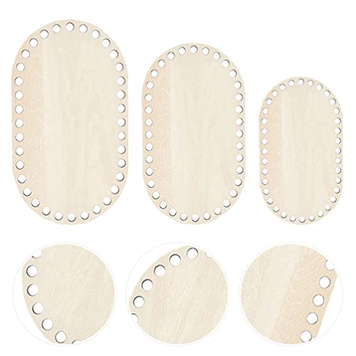 Milisten 4pcs Wooden Basket Bottom Wooden Base Shaper Blank Crochet Base for Thick Yarn DIY Knitting Basket Weaving Supplies Oval - WoodArtSupply