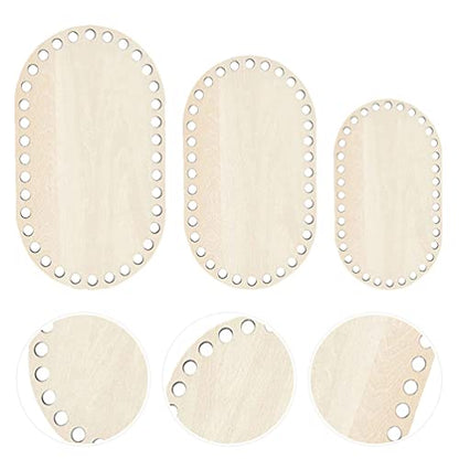 Milisten 4pcs Wooden Basket Bottom Wooden Base Shaper Blank Crochet Base for Thick Yarn DIY Knitting Basket Weaving Supplies Oval - WoodArtSupply