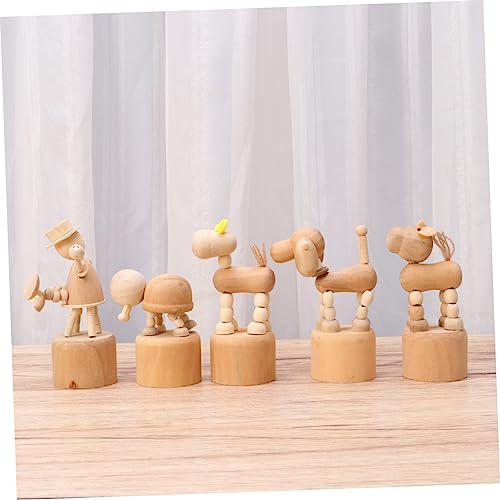 5 Pcs Wooden Animal Arts and Crafts for Unfinished Wood Crafts to Paint Wooden Craft Peg Dolls DIY Wooden Aniaml DIY Unfinished Dolls Model COHEALI