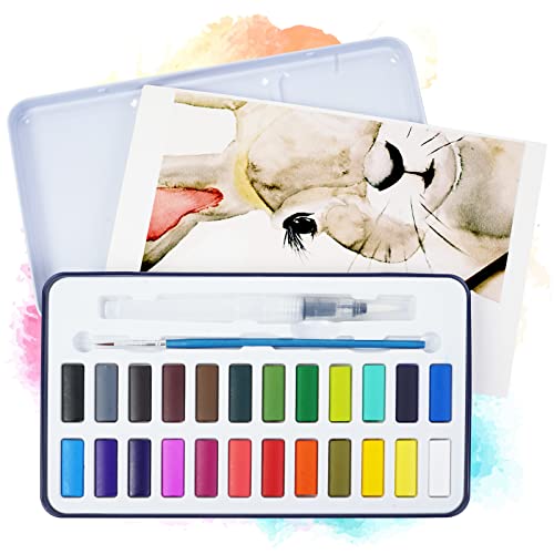 TAVOLOZZA Watercolor Paint Set, 24 Vibrant Colors, Portable Travel Watercolor Set, Art Supplies For Artists Painting And Business Enthusiasts - WoodArtSupply