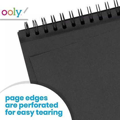 OOLY, DIY Cover Sketchbook, 5 x 7.5 Inches, Black Paper Sketchbook, Drawing Book for Kids, Adults, Students, and Artists, Great Drawing Pad for Gel
