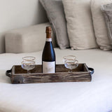 Stonebriar Rectangle Natural Wood Bark Serving Tray with Metal Handles, Rustic Butler Tray, Country Centerpiece for Dining Table, Unique Candle Stonebriar