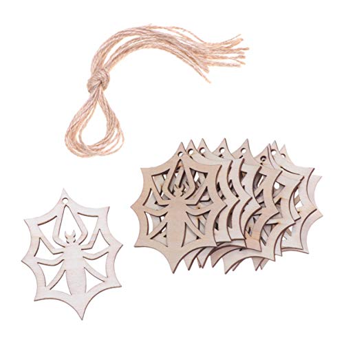 MAGICLULU 10 Pcs Wooden Slices Spider Web Ornaments Unfinished Wood Cutouts Animals Halloween Wood Cutouts Halloween Tree Spider Webs Wedding MAGICLULU