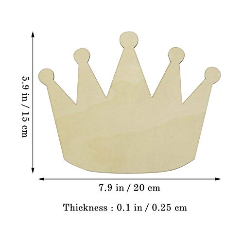 JANOU 6pcs Crown Shaped Wood DIY Craft Cutouts Unfinished Wooden Blank Wood Embellishments Ornaments for Wedding Birthday Christmas Party Decoration, JANOU