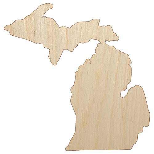 Michigan State Silhouette Unfinished Wood Shape Piece Cutout for DIY Craft Projects - 1/4 Inch Thick - 6.25 Inch Size Sniggle Sloth