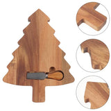 Amosfun Christmas Tree Charcuterie Board Wood Cutting Board Food Serving Tray Cheese Bread Pizza Snack Plate with Cutter for Vegetables Fruit Bread Amosfun