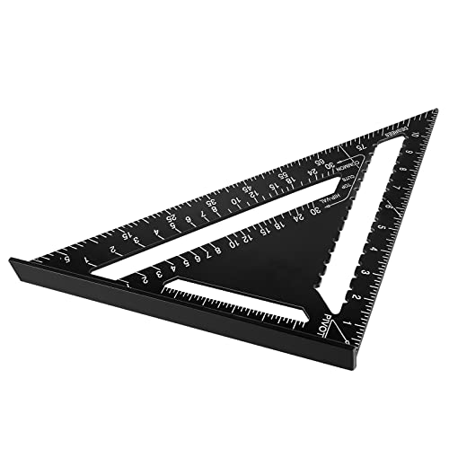 Beslands Aluminum 12-inch Rafter Square Carpenter Measuring Layout Tool Alloy Metal Triangle Ruler Protractor for Woodworking and Carpentry Beslands