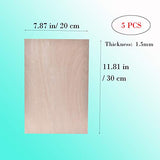 5PCS Basswood Sheets 1/16 ×12×8 Inch,Unfinished Plywood Craft Basswood Sheet for Cricut Maker MJ