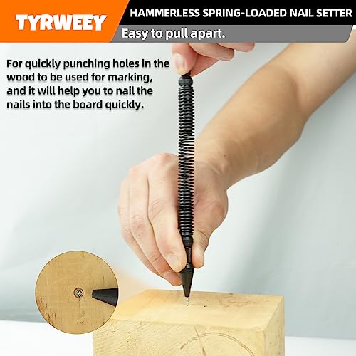 TYRWEEY 5-Piece Nail Setter Dual Head Nail Set & Dual Head Center Punch & Hinge Pin Remover Punch Set, Spring Loaded Center Hole Punch, Nail Setter - WoodArtSupply