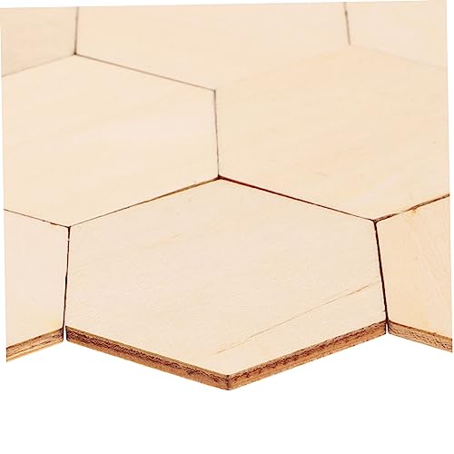 VILLCASE 50PC Wooden Hexagon Block DIY Crafts Decorations Wood chip Ornaments Wooden Hexagon Slices Unfinished Wood Hexagon Unfinished Wood Shape VILLCASE