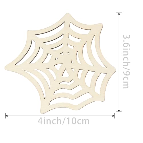 Unfinished Spider Web Wood Spider Web Shaped DIY Wood Halloween Blank Wood with Twines Art Unfinished Ornaments for Halloween Christmas Wedding Zontween