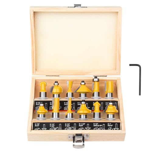 Router Bits Set 1/2 Inch Shank - BAIDETS 12 Pieces 1/2" Tungsten Carbide Router Bits, Woodwork Tools - WoodArtSupply