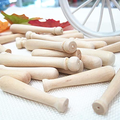 UUYYEO 20 Pcs Unfinished Mini Wooden Baseball Bats Unpainted Baseball Bat Beads for Keychains DIY Craft Projects