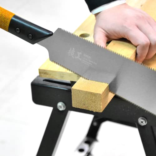 KAKURI Large Japanese Pull Saw Long for Woodworking 10-1/2" Made in JAPAN, Non-Slip Cork Handle, Japanese Hand Saw Ryoba Double Edge Blade for Rip KAKURI