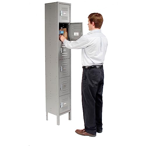 Global Industrial Six Tier Locker, 12x15x12, 6 Door, Unassembled, Gray Global Industrial