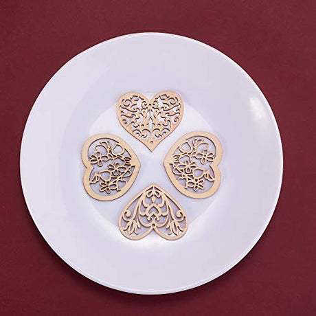LiQunSweet 100-Pieces 2 Inches Undyed Wood Pendants Valentines Heart Cutouts Wooden Unfinished Slices Charms for Earring Jewelry Making DIY Findings LiQunSweet