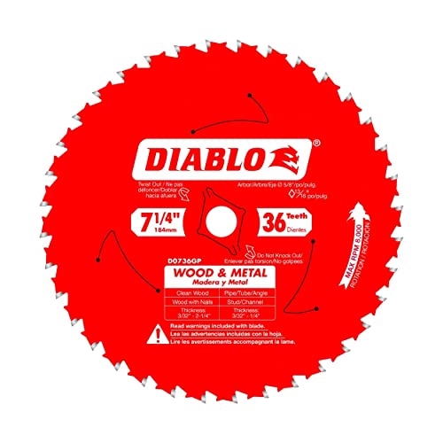 Diablo Steel Demon Multi-Purpose Carbide Circular Saw Blade - 7 1/4in., 36 Tooth, For Wood and Metal, Model# DO736GPX - WoodArtSupply