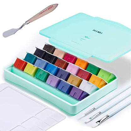  HIMI Gouache Paint Set, 56 Colors x 30ml Include 8 Metallic and  6 Neon Colors, Unique Jelly Cup Design in a Carrying Case Perfect for  Artists, Students, Gouache Opaque Watercolor Painting 