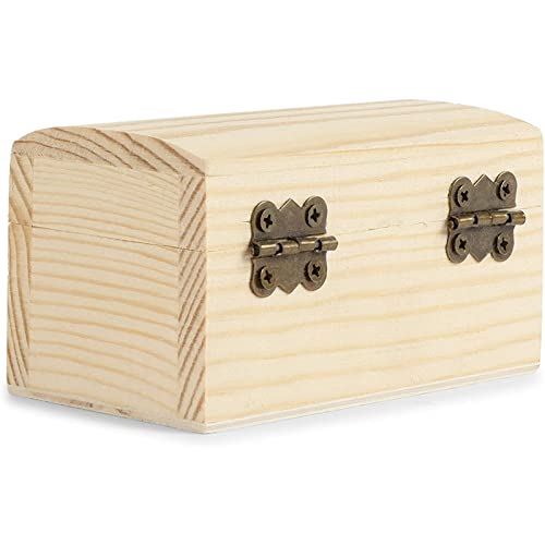 6 Pack Unfinished Wooden Boxes with Hinged Lids, Pinewood Magnetic Wood Box  for Crafts, Jewelry Storage (3.5 x 3.5 x 2 In)