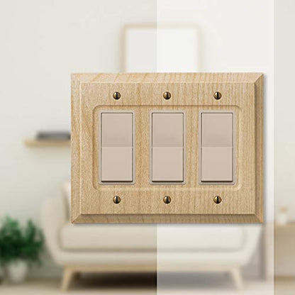 AMERELLE 180RRR Baker Triple Rocker Unfinished Wood Wallplate