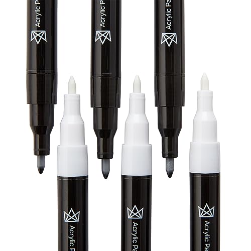 KINGART 453-6A PRO Black & White 6 Ct.(3 ea.) Extra Fine Paint Pens, 0.7mm Tip, Low-Odor Water-Based Quick Dry Acrylic Paint Markers for Rock, Wood, KINGART