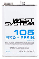 WEST SYSTEM 105B Epoxy Resin (126.6 fl oz) Bundle with 205B Fast Epoxy Hardener (27.5 fl oz) and 300 Mini Pumps Epoxy Metering 3-Pack Pump Set (3 West System