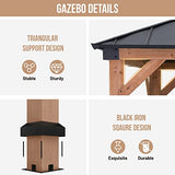 ABCCANOPY Wood Gazebo 11x13 - Outdoor Patio Wooden Gazebo with Hardtop Metal Double Roof for Garden, Backyard and Deck ABCCANOPY