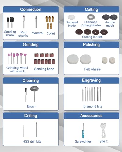 Vastar 2000 MAH Mini Cordless Rotary Tool, Type-C Charging Rotary Tool Kit with 51 Accessories, Multi-Purpose 21000RPM Power Rotary Tool for DIY - WoodArtSupply