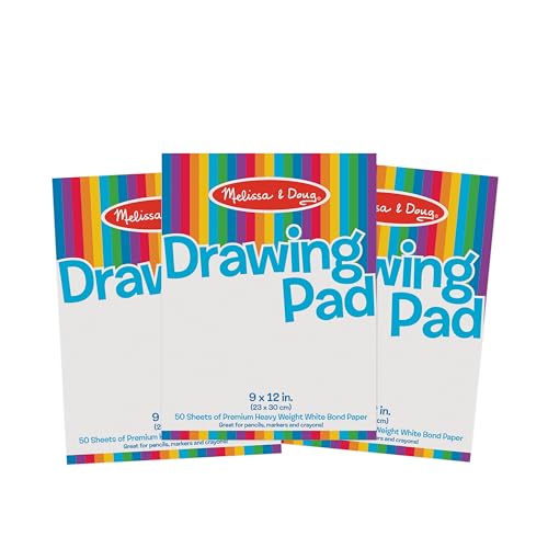 Melissa & Doug Drawing Paper Pad (9 x 12 inches) - 50 Sheets, 3-Pack - Coloring Art Pads For Kids, Toddler Sketch Pads For Ages 3+ - WoodArtSupply